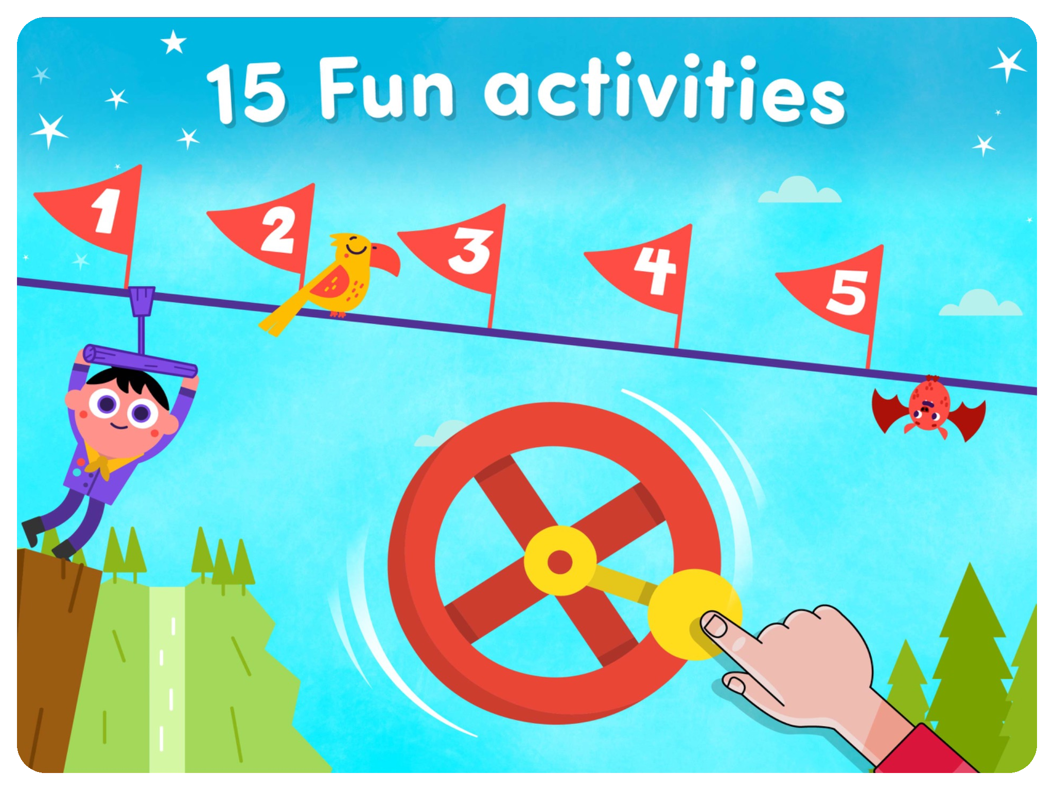 Interactive counting activity with numbered flags