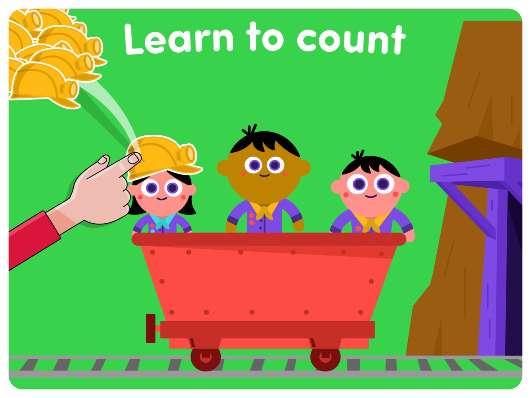 Children learning to count in a mine cart activity